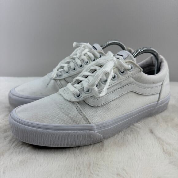 VANS Off The Wall White Leather Low Top Sneakers Mens Size 9 - Picture 1 of 9